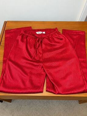 Lane Bryant Red Satin Drawstring Jogger Pants